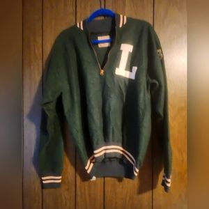 Vintage Champion Knitwear Fleece Pullover Varsity Jacket 60s 70s size L  3/4 zip